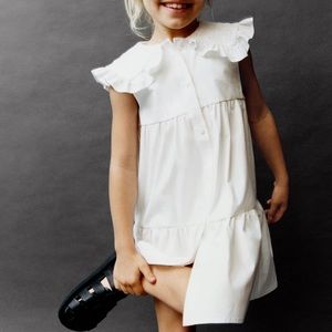 Zara girls TIERED EMBROIDERED COLLAR DRESS